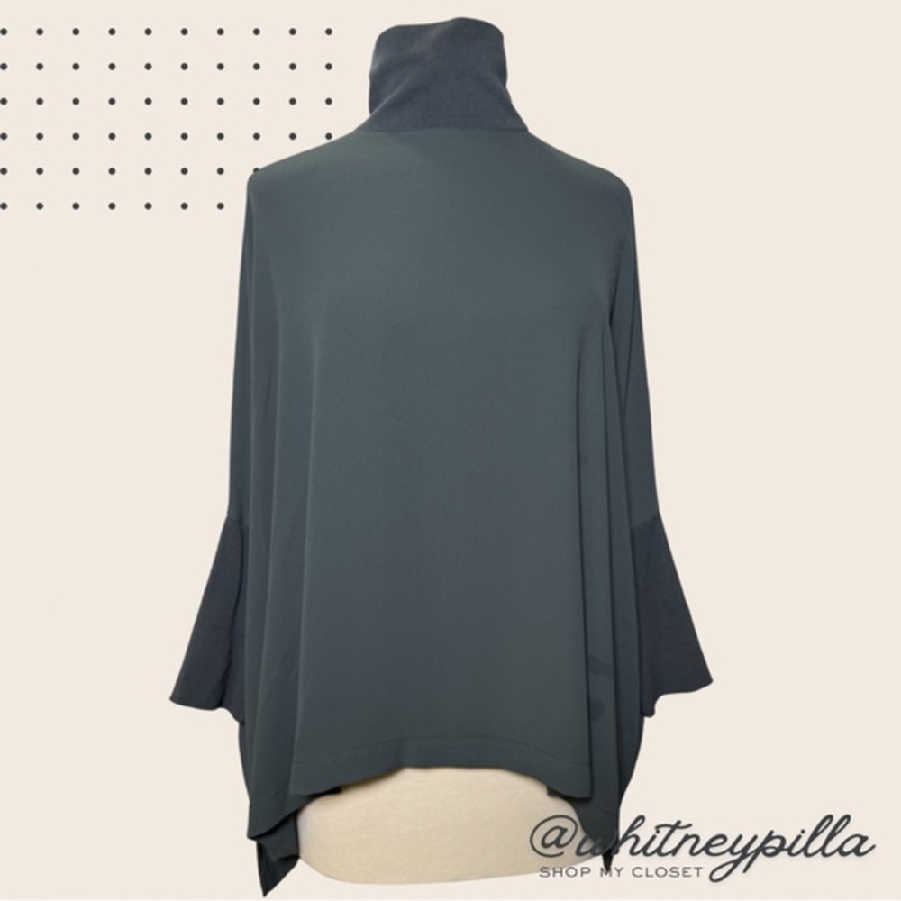 Lou & Grey Mock Neck Poncho Top Dark Teal Oversized Tunic women’s size L